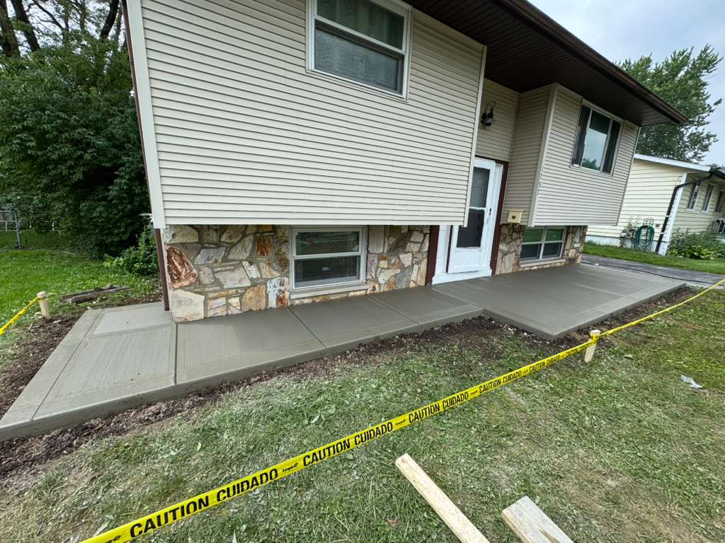 Concrete walkway and front entry