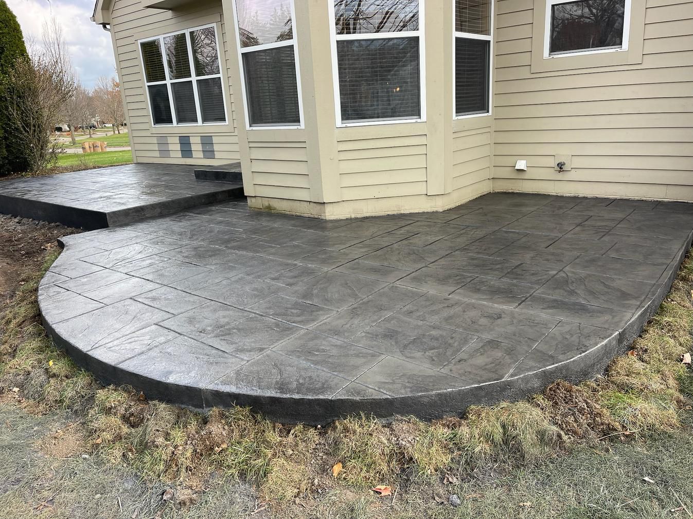 Stamped concrete patio finish